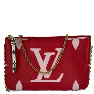 Louis Vuitton  Double Zip Pochette Giant Monogram Jungle Crossbody Bag Red
